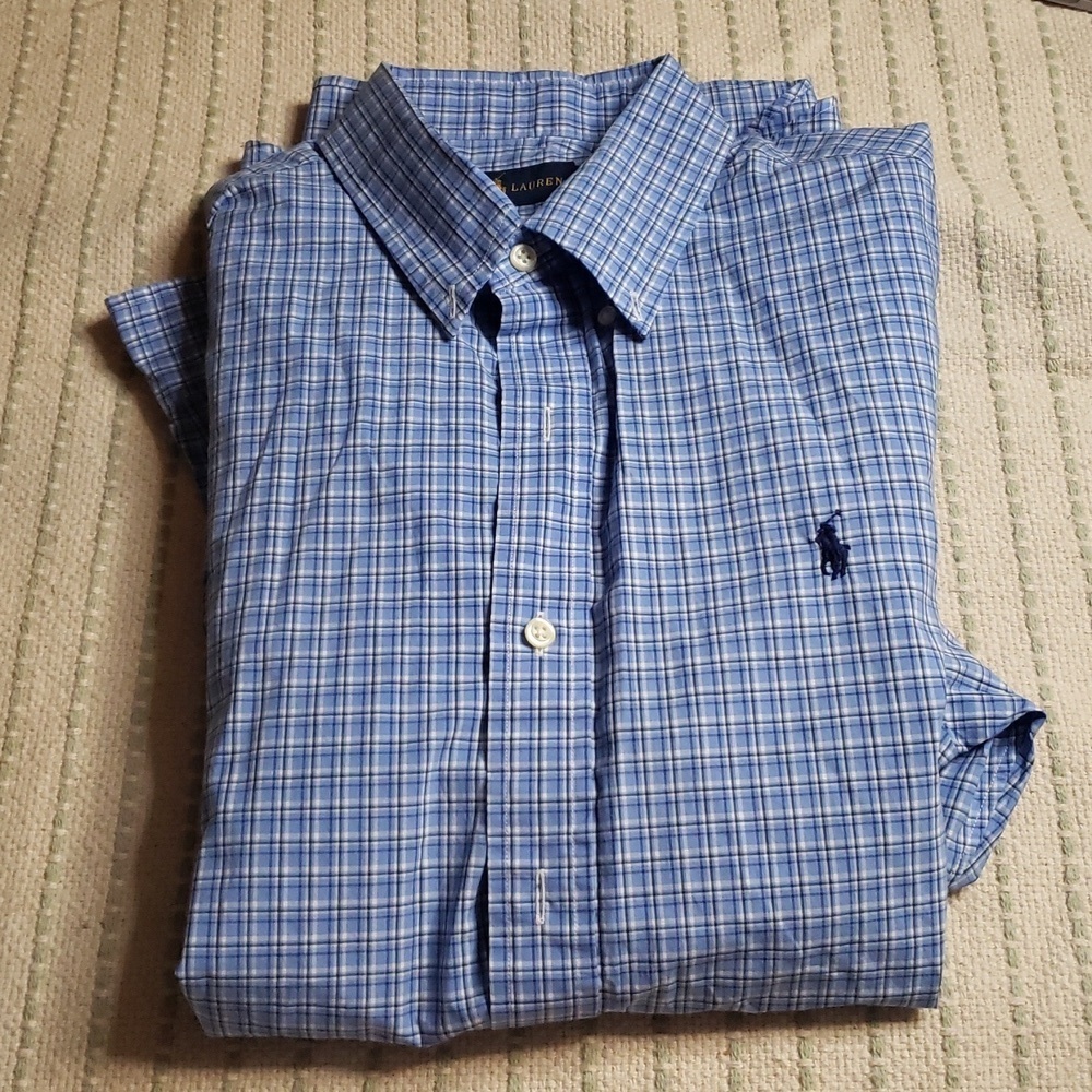 Ralph Lauren men's blue/white button down longsleeve large